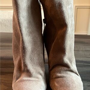 Free People Suede Ankle Boots in Taupe